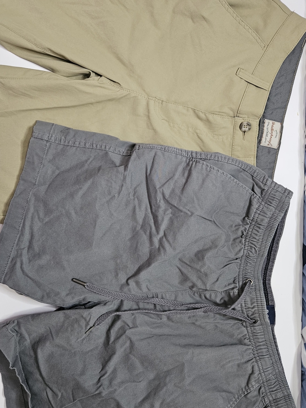 Gray Drawstring Shorts & Khaki Chino Pants Duo